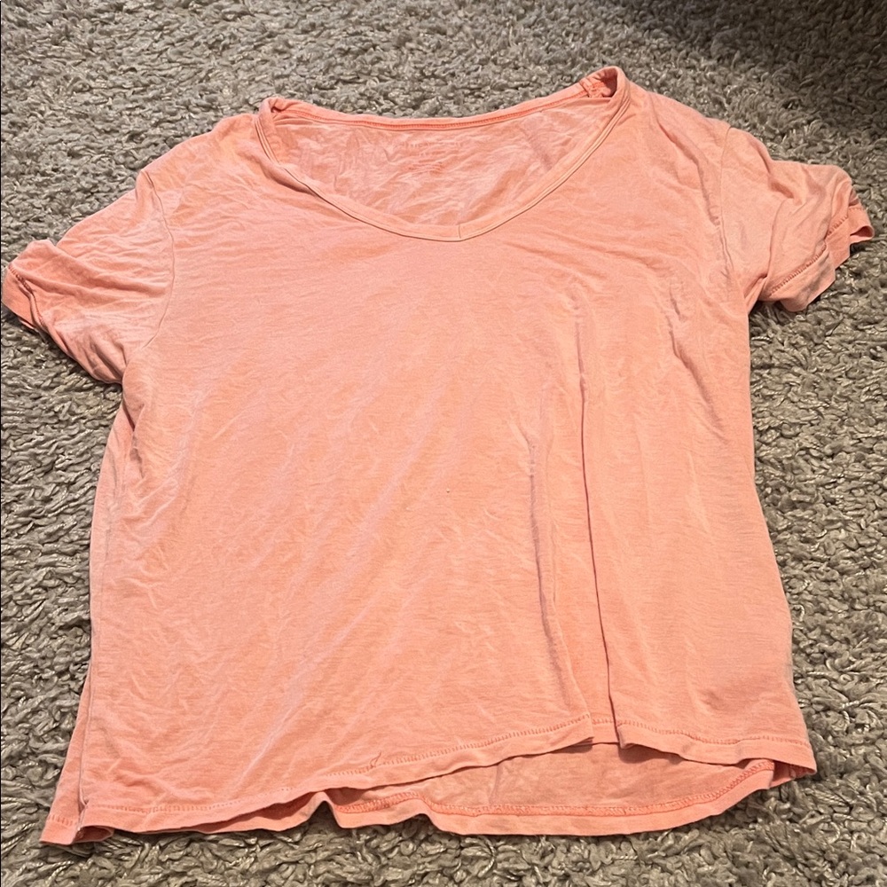 Aerie Light Coral V-Neck Short Sleeve Tee